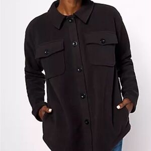 Anybody Lounge Polar Fleece Button Front Shacket, size 5X